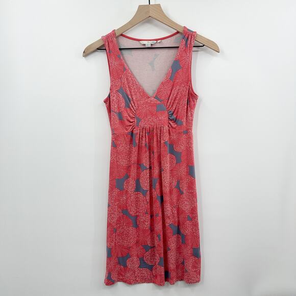 Boden Sleeveless Jersey Dress Knee Length Stretch in Red Floral Size 4 - Picture 1 of 6